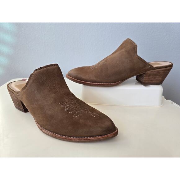 Dolce Vita Brown Suede Mule Booties Size 7.5 | Western Slip-On Stacked Heel - Picture 1 of 8